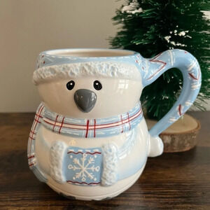 Pier1|Winter Ceramic Hand-Painted Handcrafted Pigeon Themed Mug Coffee Cocoa NEW